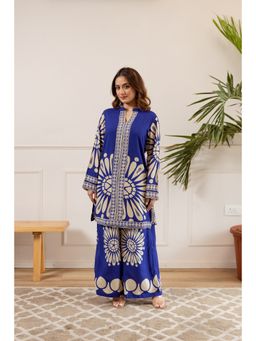 Nehamta - Women Blue German Rayon Kurta and Palazzo