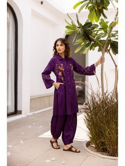Nehamta - Women Purple German Rayon Co-Ord