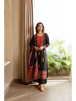 Nehamta - Women Black German Rayon Kurta with Palazzo and Dupatta