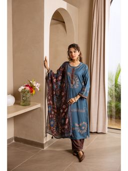 Nehamta - Women Blue German Rayon Kurta with Pant and Dupatta