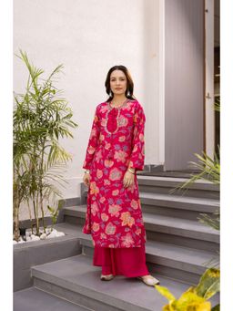 Nehamta - Women Pink Modal Muslin Kurta and Palazzo