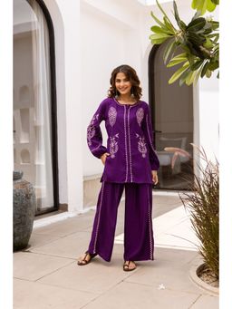 Nehamta - Women Purple German Rayon Co-Ord