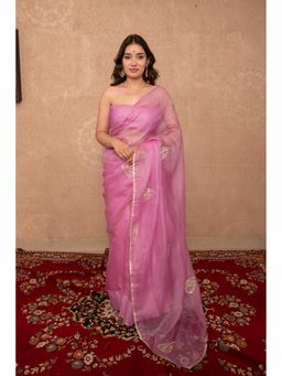 The Raksha Store - Gulaabo Pink Kota Silk Saree With Unstitched Blouse