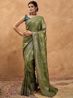 Sareemall - Women Dola Silk Light Green Handloom Saree With Unstitched Blouse