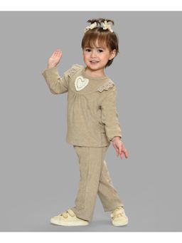 Mi Arcus - Beige Solid Top with Pyjama for Kids (Set of 2)