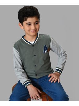 Mi Arcus - Solid Green Knitted Full Sleeves Sweatshirt for Boys