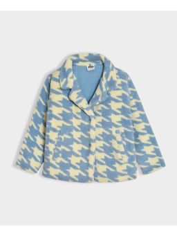 Mi Arcus - Printed Blue Knitted Full Sleeves Coat for Girls