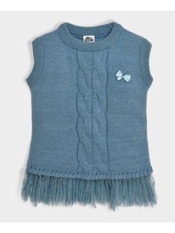 Mi Arcus - Girls Knitted Blue Sleeveless Sweater