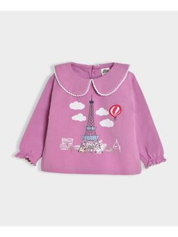 Mi Arcus - Printed Peter Pan Collar Mauve Full sleeves Top for Kids