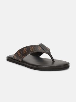Guess - Men Brown Monogram Isac Slip On Flipflops