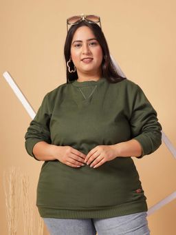 RIGO - Women Olive Solid Sweatshirt