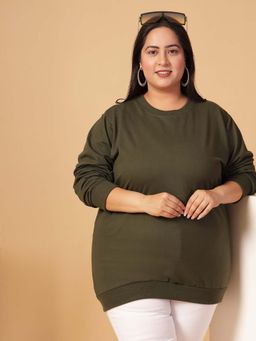 RIGO - Women Olive Solid Sweatshirt