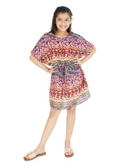 Olele - Girls Blue & Pink Printed Mini Dress