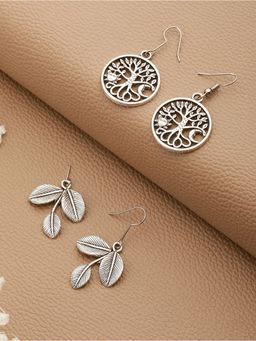 Aatmana - Set Of 2 Silver Plated Contemporary Drop Earrings