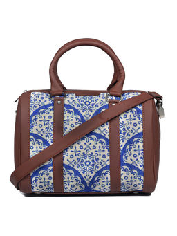 Zouk - Womens Blue Printed Vegan Leather Handbag