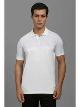 Louis Philippe - Men White Printed Polo Neck T-Shirt