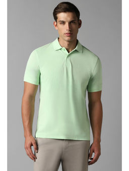 Louis Philippe - Men Green Patterned Polo Neck T-Shirt