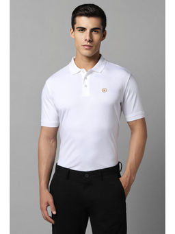 Louis Philippe - Men White Solid Polo Neck T-Shirt