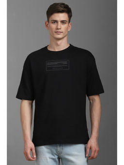 Louis Philippe - Men Black Typography Crew Neck T-Shirt
