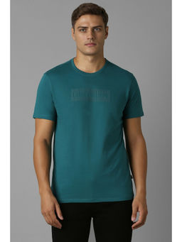 Louis Philippe - Men Teal Solid Crew Neck T-Shirt