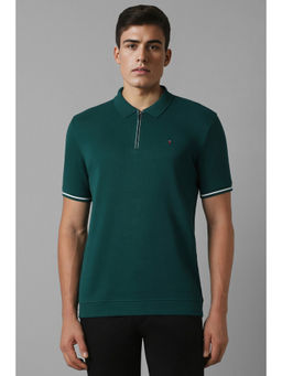 Louis Philippe - Men Green Solid Polo Neck T-Shirt