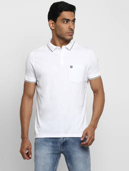 Turtle - Men White Solid Pure Cotton Polo T-Shirt