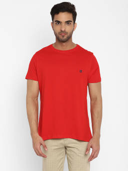 Turtle - Men Red Solid Pure Cotton Round Neck T-Shirt