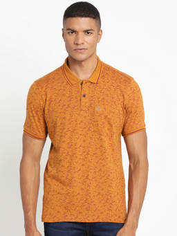 Turtle - Men Brown Printed Pure Cotton Polo T-Shirt
