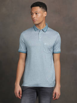 Turtle - Men Light Blue Dobby Pure Cotton T-Shirt