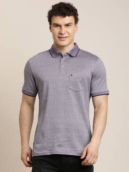 Turtle - Men Purple Dobby Slim Fit Pure Cotton Polo T-Shirt