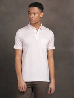 Turtle - Men Light Pink Solid Pure Cotton T-Shirt