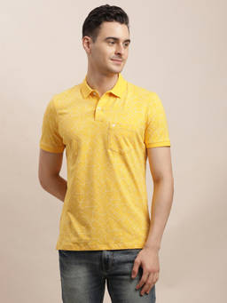 Turtle - Men Yellow Printed Cotton Stretch T-Shirt