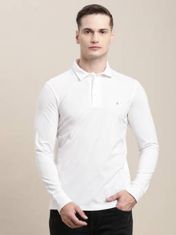 Turtle - Men White Solid Cotton Stretch T-Shirt
