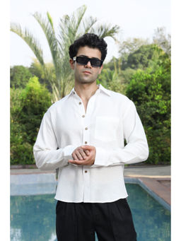 roar for good - White Hemp Men's Casual Shirt Fresh Soft and Eco-Friendly Comfort