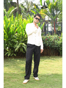 roar for good - Off White Hemp Mandarin Collar Shirt Minimalist Cool and Everyday Comfort