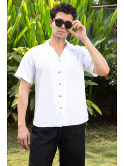 roar for good - White Hemp Cuban Collar Shirt Classic Breathable and Summer-Ready