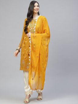 Readiprint - Georget Mustard Straight Style Unstitched Dress Material (Set of 3)