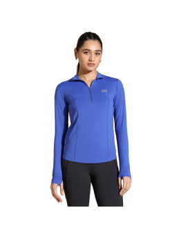 Silvertraq - Women'S Ath Runner Zip Neck Dazzling Blue T-Shirt