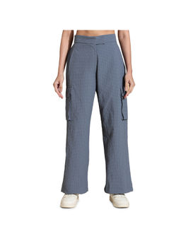 Silvertraq - Aegean Blue Polyester Textured Trackpant