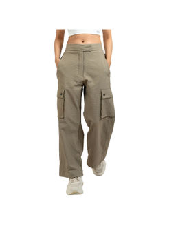 Silvertraq - Stone Beige Polyester Textured Trackpant