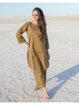 Babli - Women Brown Pure Cotton Round Neck Co-Ord Set