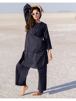 Babli - Women Blue Pure Cotton Round Neck Co-Ord Set