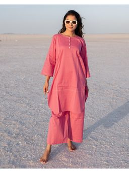 Babli - Women Pink Pure Cotton Round Neck Co-Ord Set
