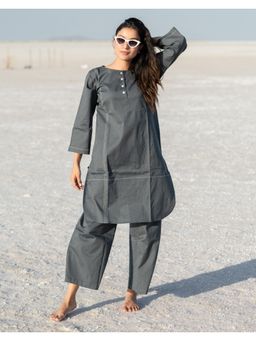 Babli - Women Grey Pure Cotton Round Neck Co-Ord Set