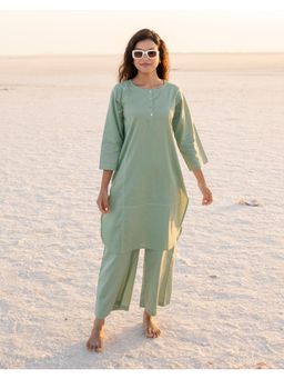 Babli - Women Green Pure Cotton Round Neck Co-Ord Set