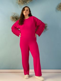 Kibo - Women Pink Polyester Round Neck Co-Ord Set