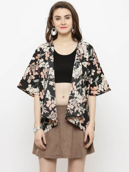 Sera - Black and Off-White Printed Open Front Shrug