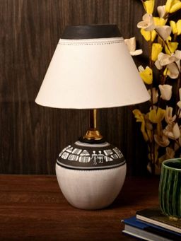 Unravel India - Terracotta Warli Printed Table Lamp
