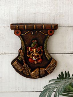Unravel India - Lord Ganesh With Tabla & Guitar Wall Art And Wall Hanging