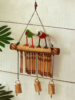 Unravel India - Multicolor Wooden Windchime With Copper Bells